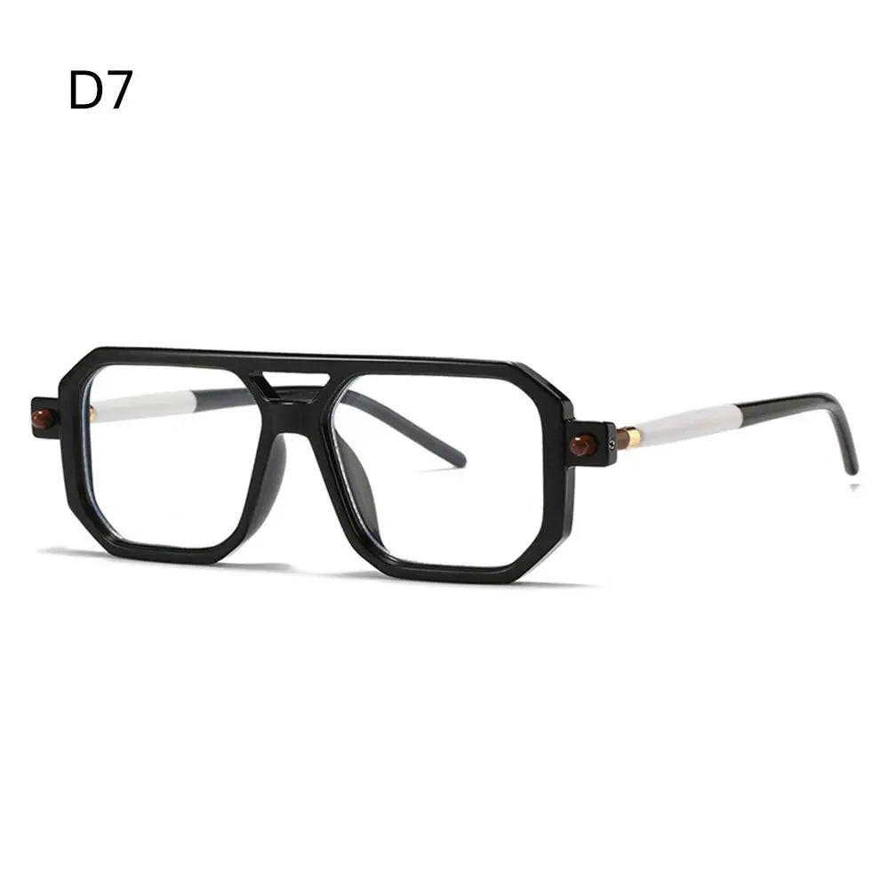 Model wearing Vintage Double Bridge Shades with dark lenses