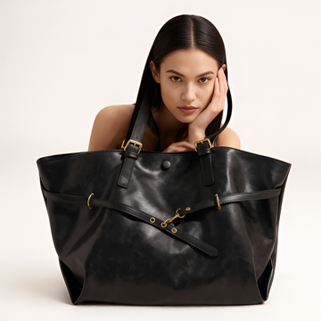 woman holding tote bag