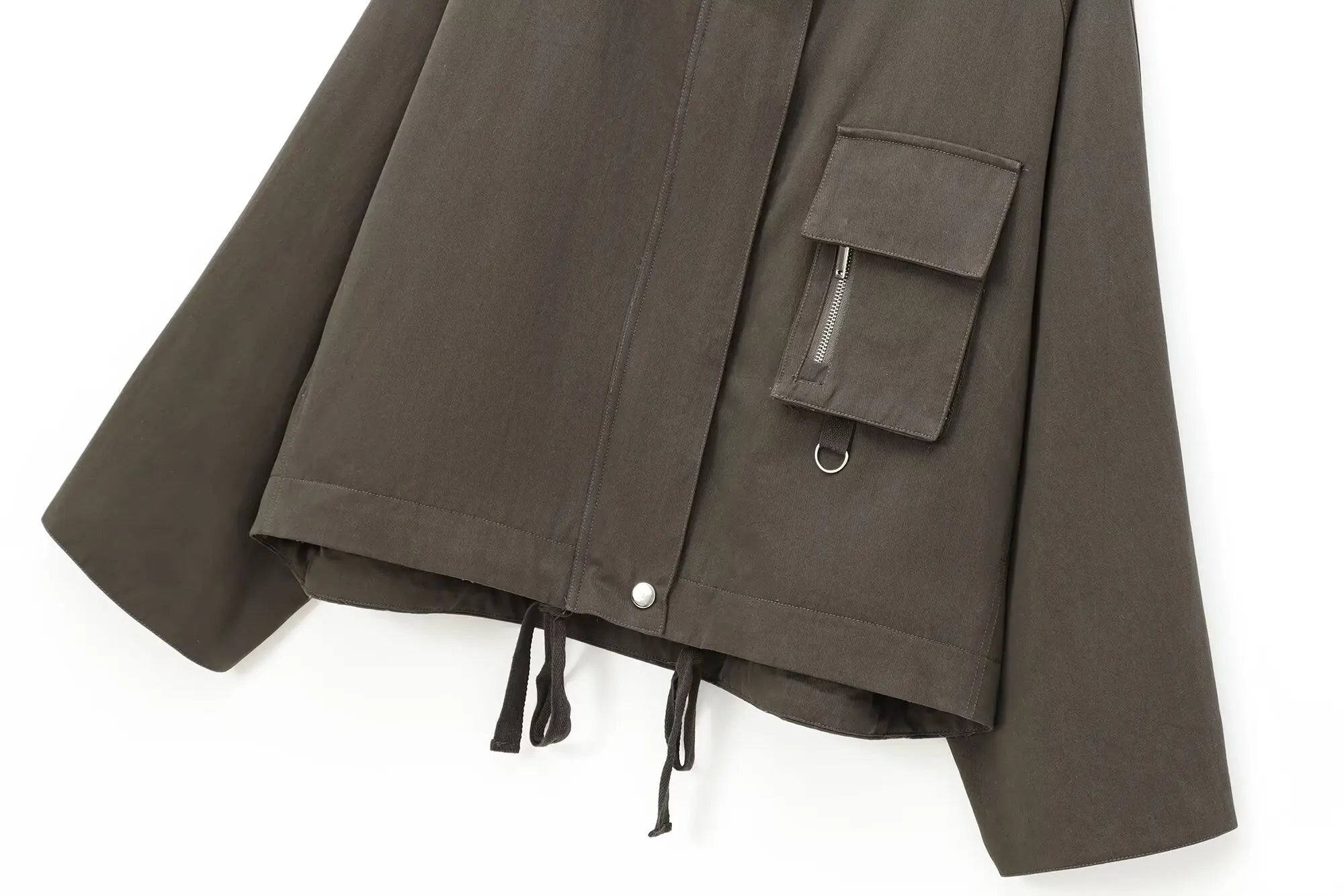 Brown jacket with a pocket on a white background