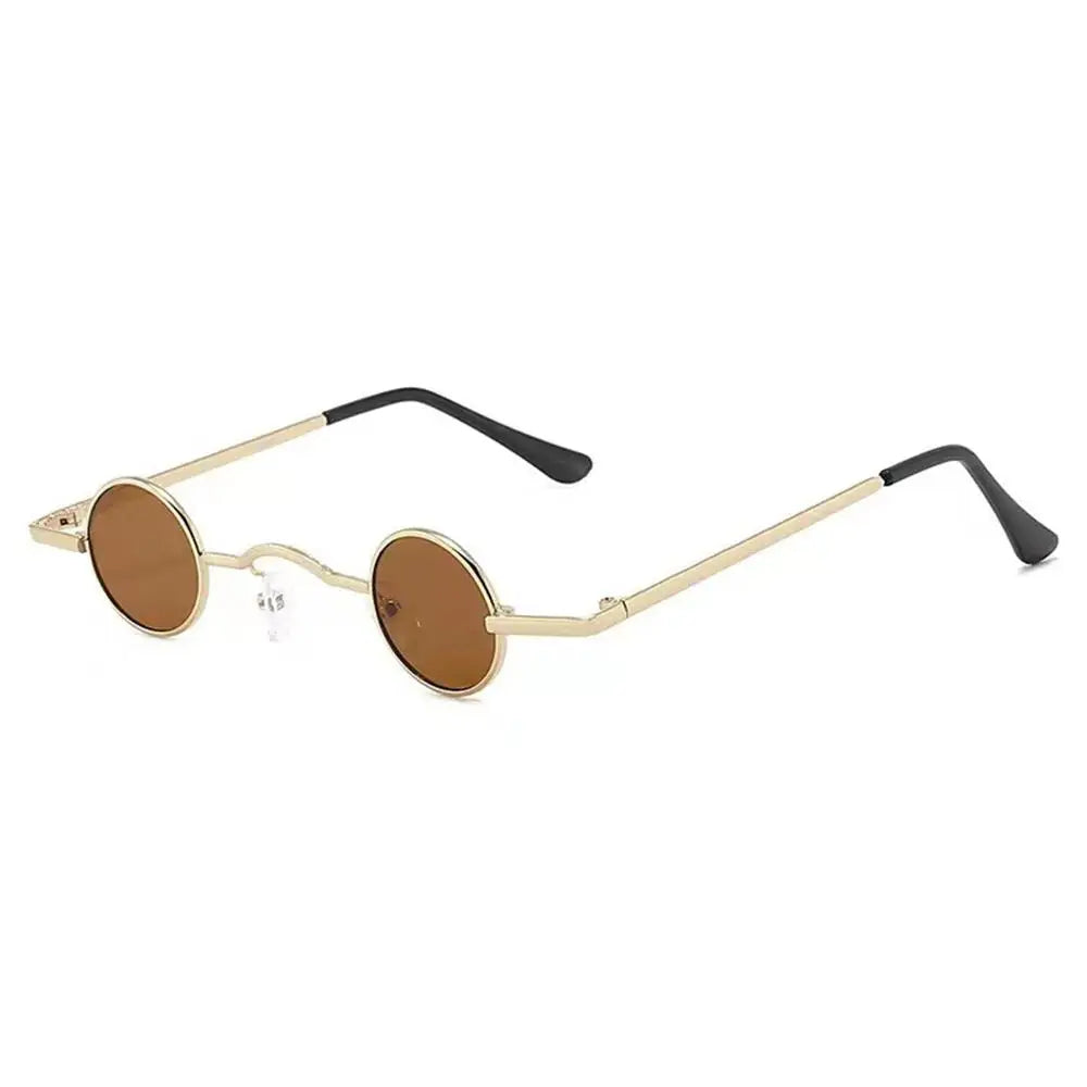 Small round sunglasses with gold frames and Candy Round Metal Shades