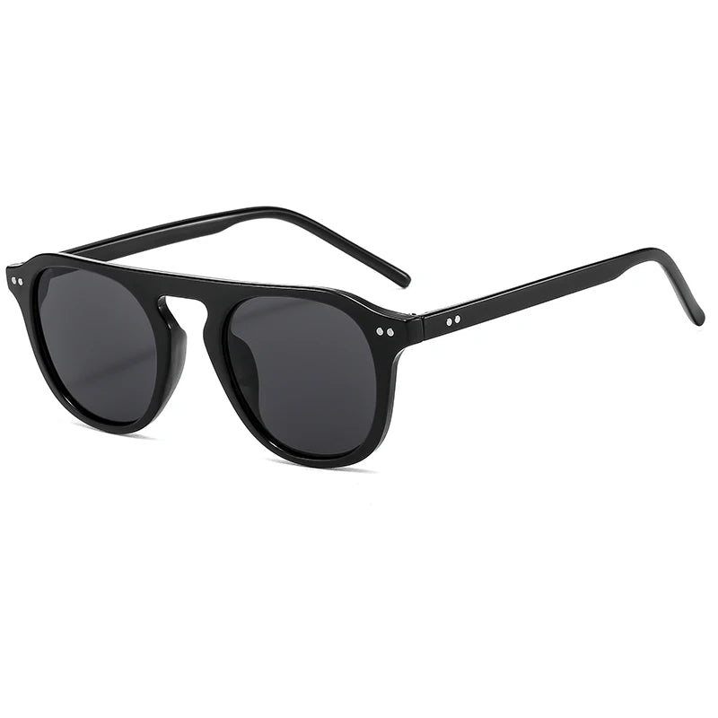 Black sunglasses with Steampunk Oval Rivet Shades – Retro Gothic Industrial Goggles
 dark lenses on a white background