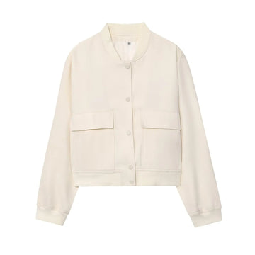 Ribbed Double Pocket Jacket, Glow Bloom Aura, Clothes,Coat,Jacket