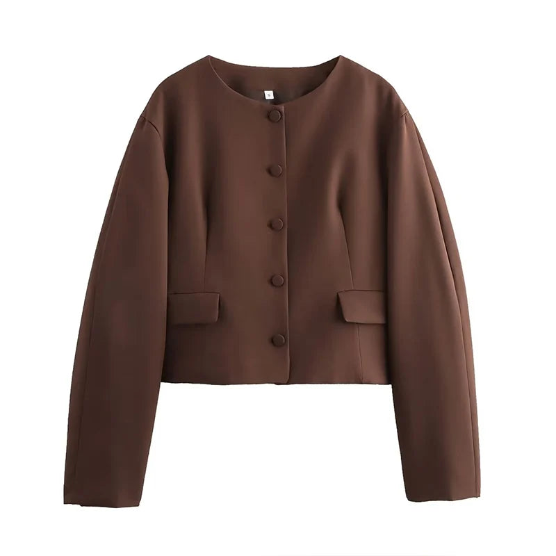 Brown jacket with buttons on a white background