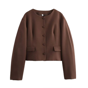 Brown jacket with buttons on a white background