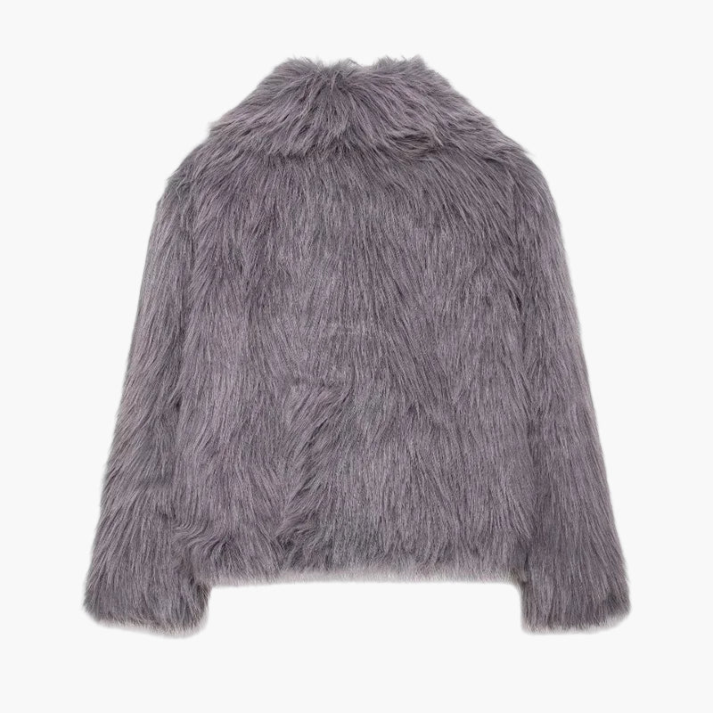 Gray fluffy jacket on a white background