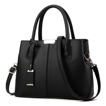 Elegant Everyday Leather Handbag in black, showcasing a sleek design with structured silhouette and dual handles.