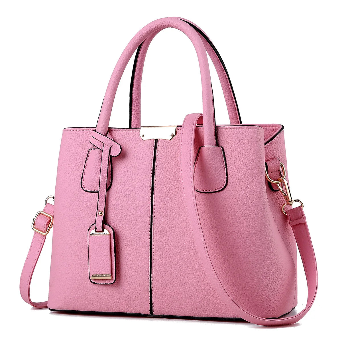 Elegant Everyday Leather Handbag in pink with a stylish design and dual handles, perfect for daily use.