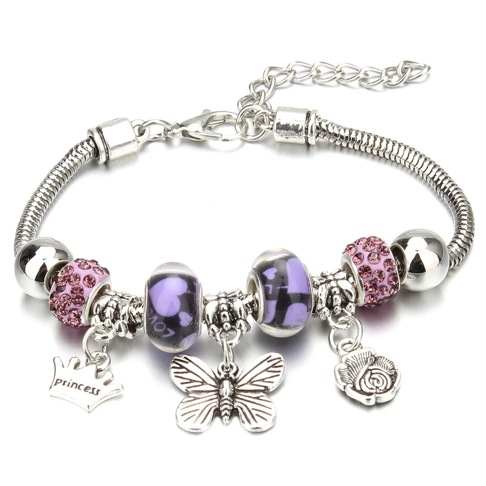 Unisex Crown Charm Friendship Bracelet on wrist