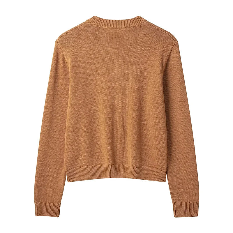 Retro Charm Knit Sweater, Glow Bloom Aura, Clothes,top