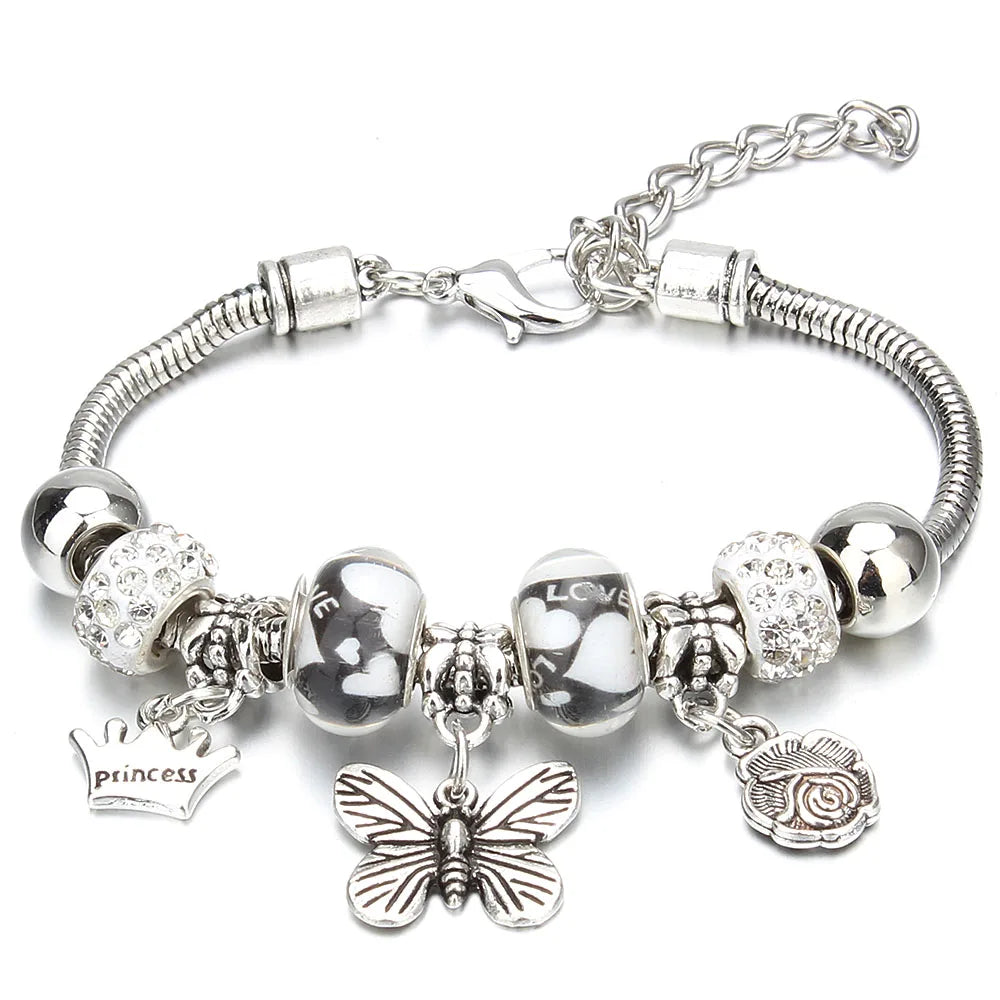 Unisex Crown Charm Friendship Bracelet on wrist