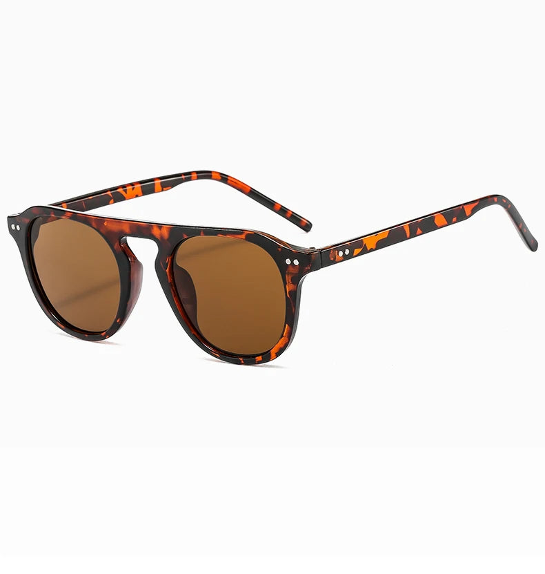 Sunglasses with tortoiseshell frame and Steampunk Oval Rivet Shades – Retro Gothic Industrial Goggles
