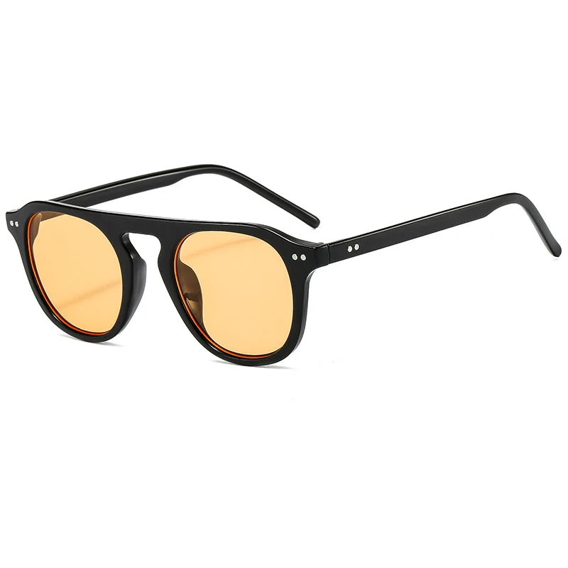 Sunglasses with black frame and Steampunk Oval Rivet Shades – Retro Gothic Industrial Goggles
