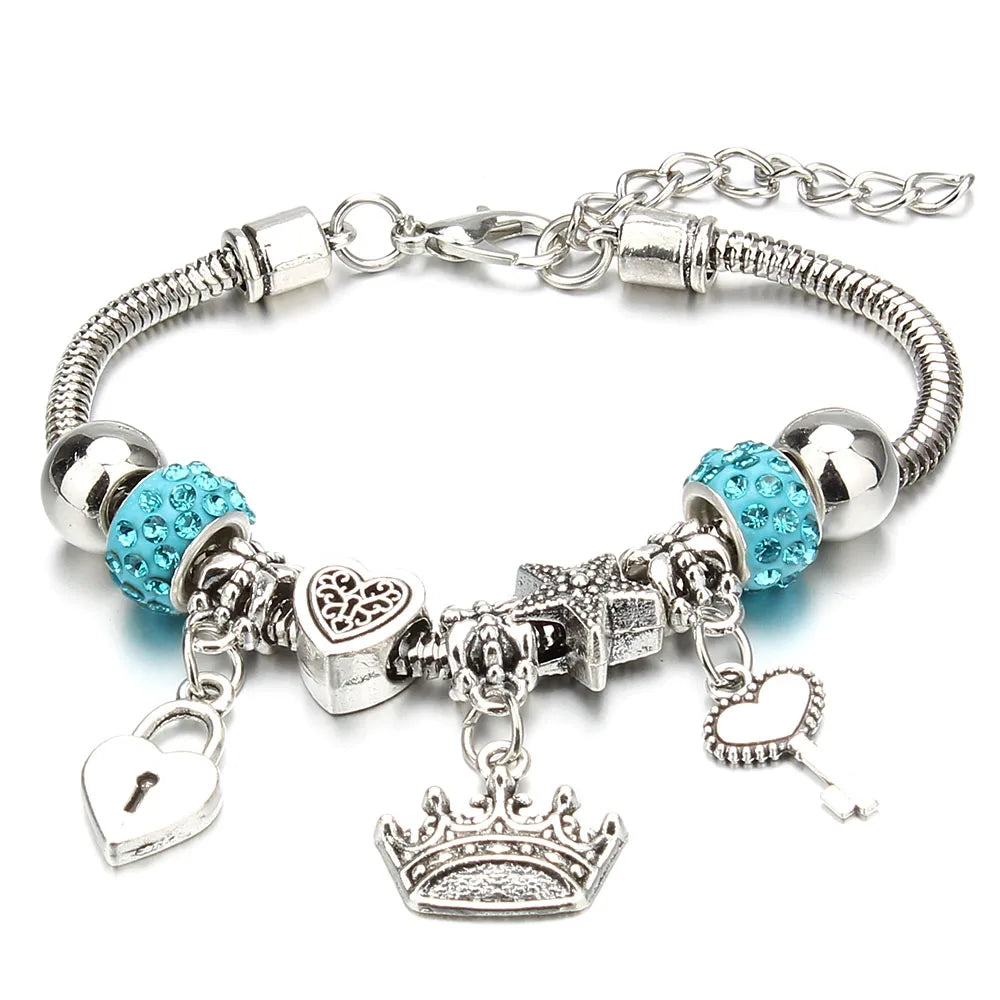 Crown Charm Friendship Bracelet on wrist