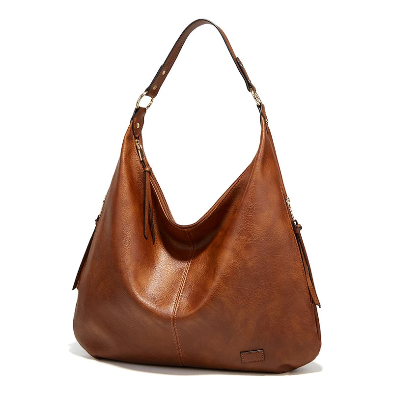 Interior of luxe winter travel handbag with compartments
