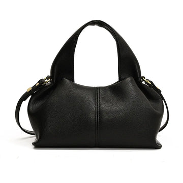 Black handbag on a white background