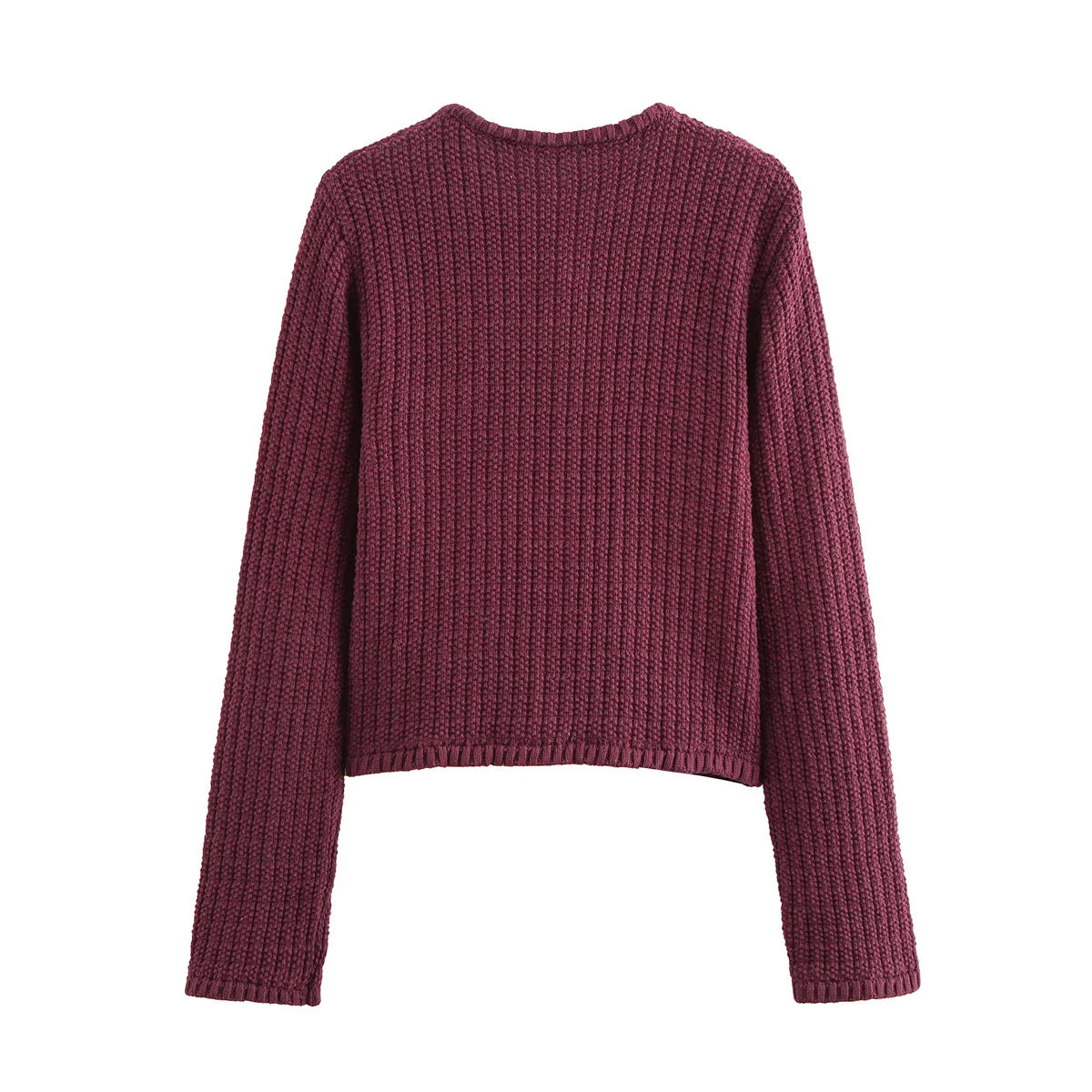 Maroon knitted sweater on a white background