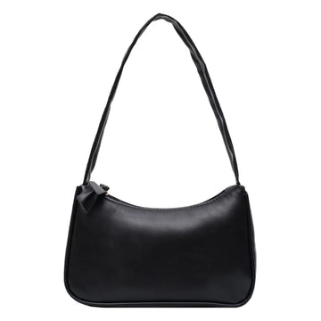 Retro bow leather handbag in black
