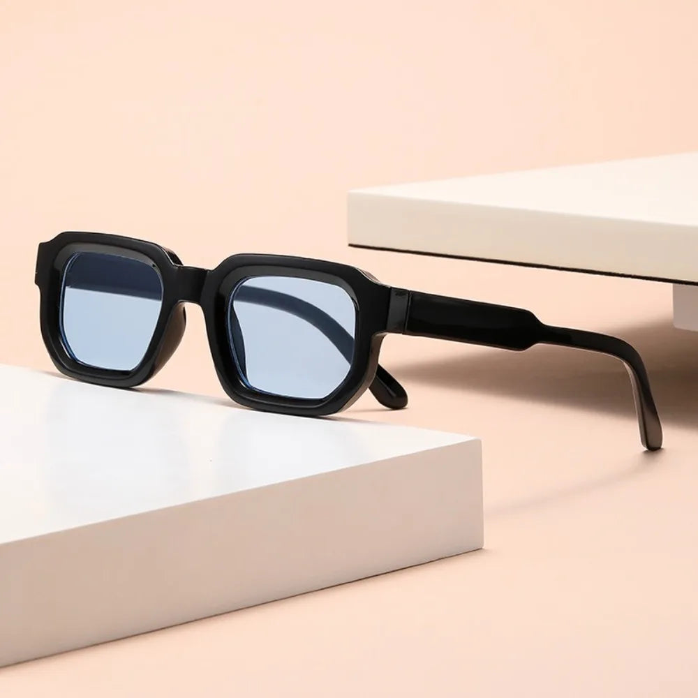 Black sunglasses with blue lenses Leopard Punk Square Shades