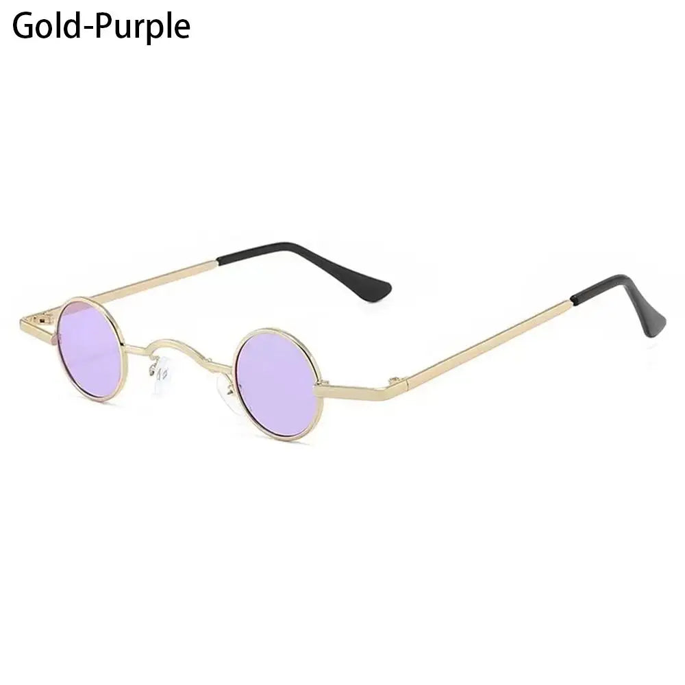 Candy Round Metal Shades sunglasses with purple lenses on a white background