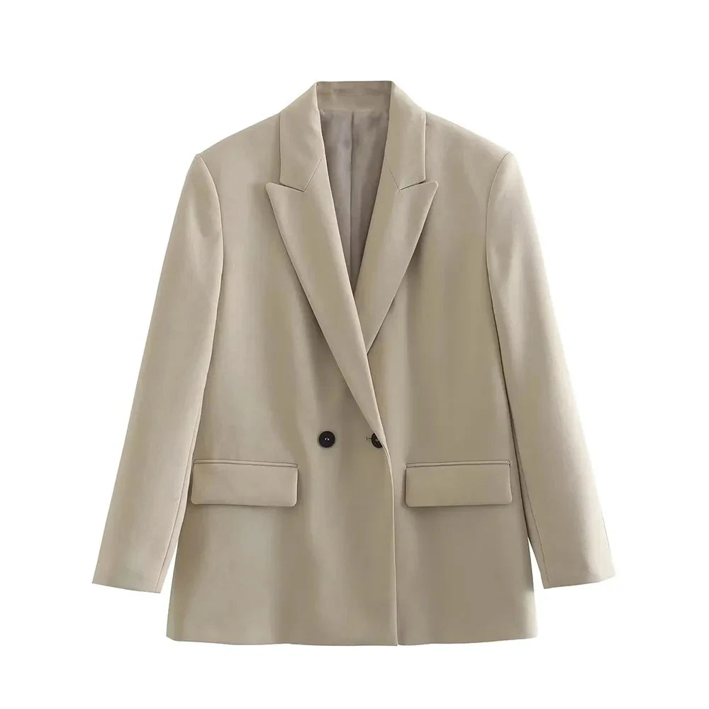 Back design of Vintage Chic Blazer Coat in beige