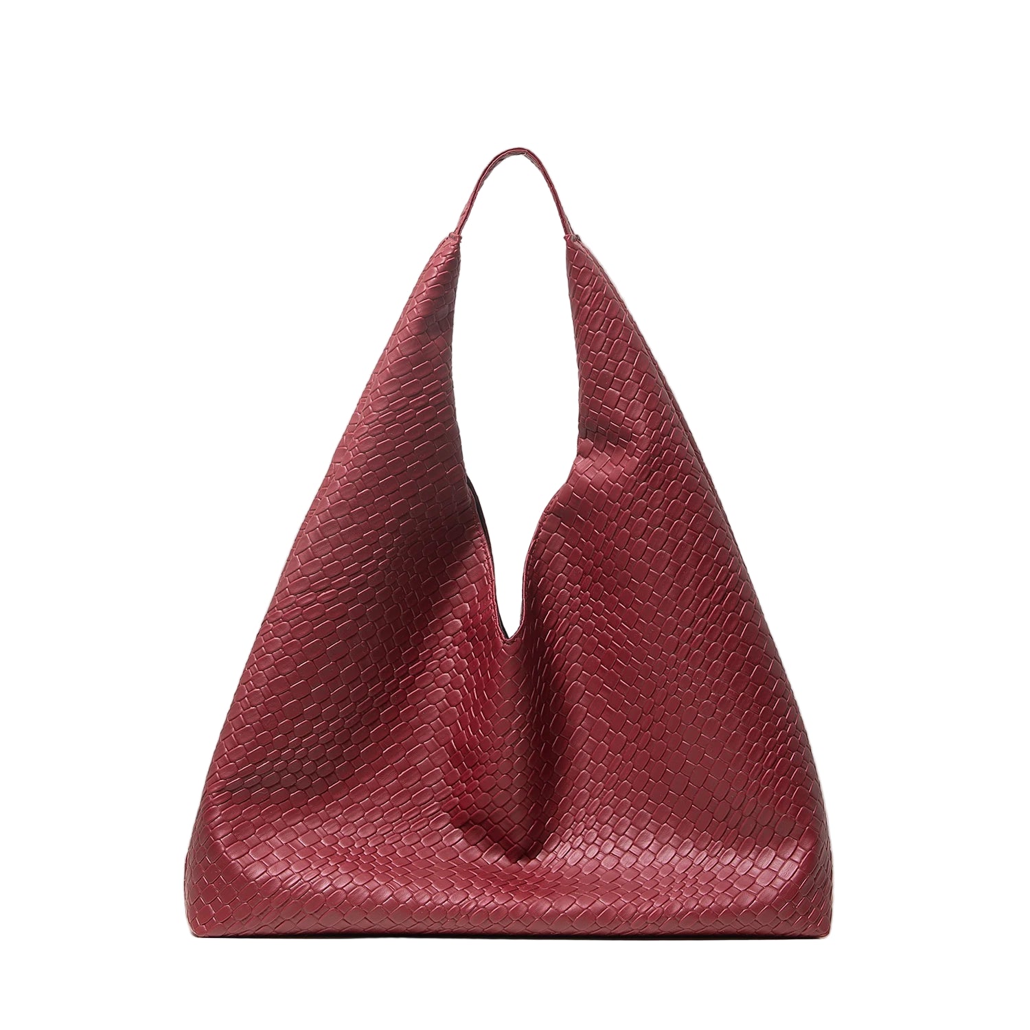 Top view of minimalist retro shoulder tote open