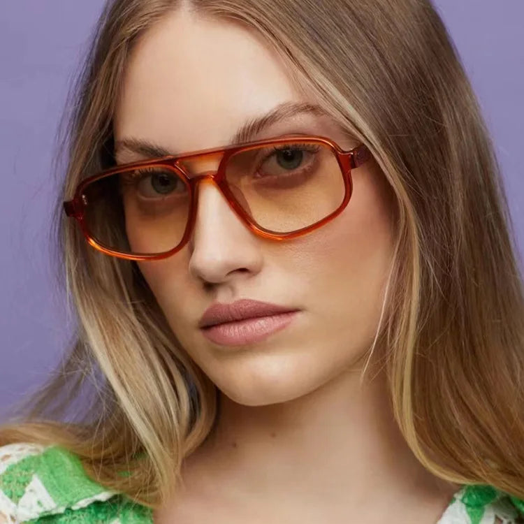 Retro Double Bridge Shades with black metal frame