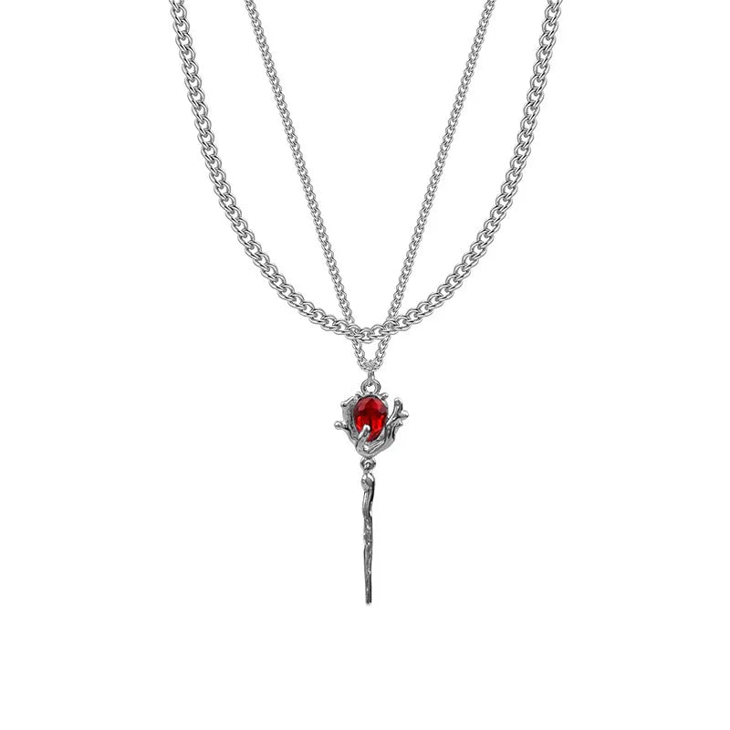 Adjustable chain of Y2K Red Heart Necklace