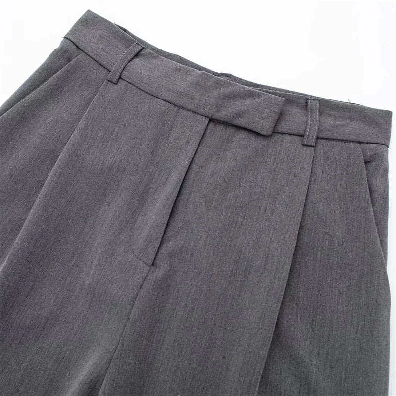 Back view of Elegant Wide Leg Pants high waist