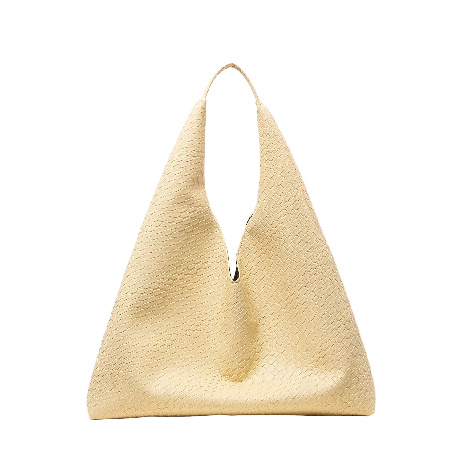 Top view of minimalist retro shoulder tote open