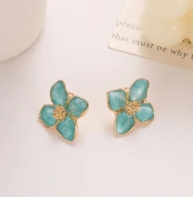 Vintage Gold Flower Earrings on display