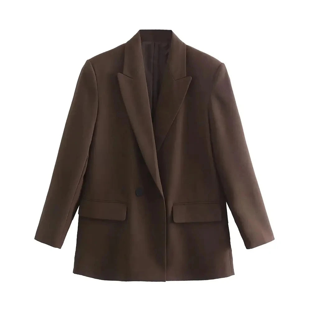 Back design of Vintage Chic Blazer Coat in beige