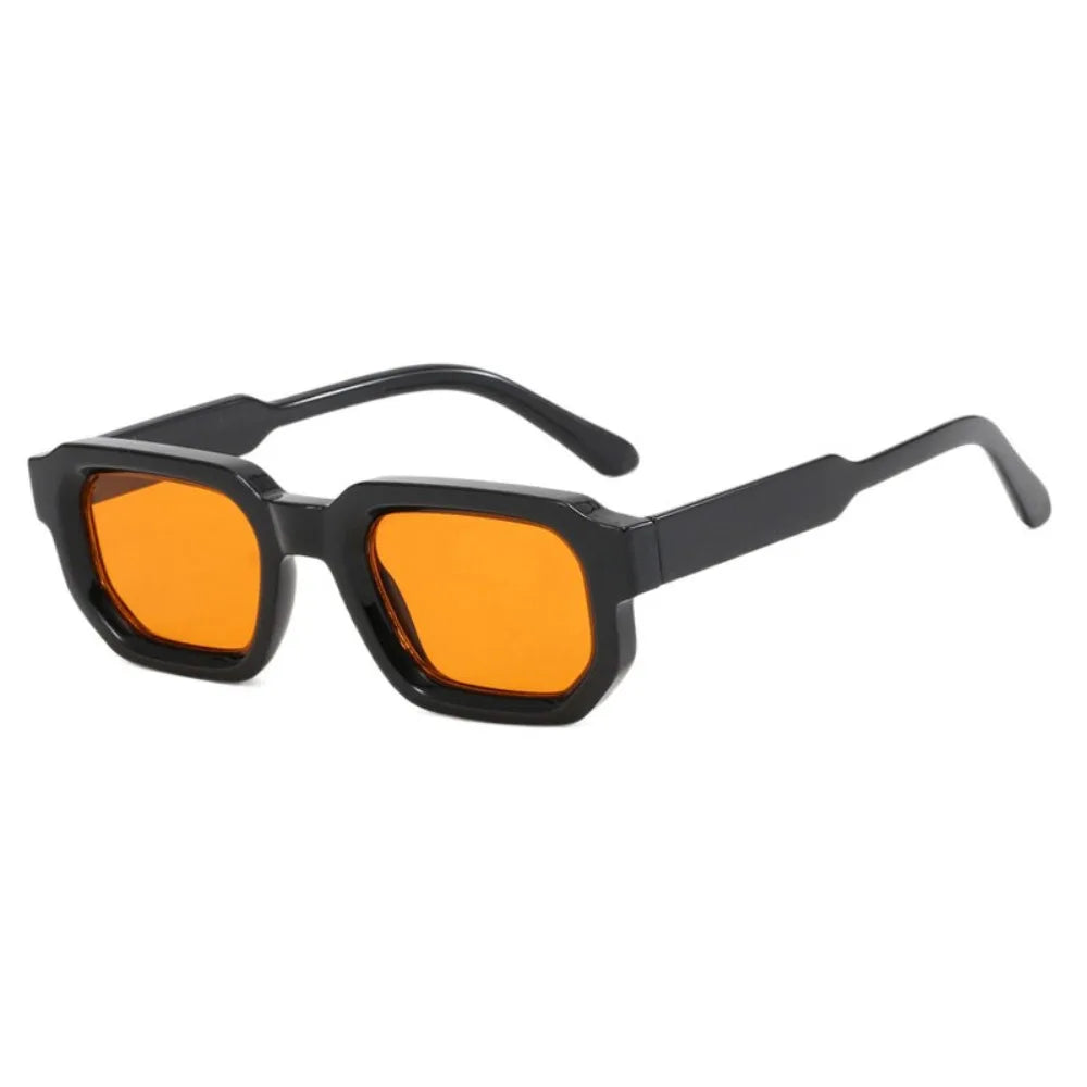Leopard Punk Square Shades with Sunglasses black frame and orange lenses on a white background