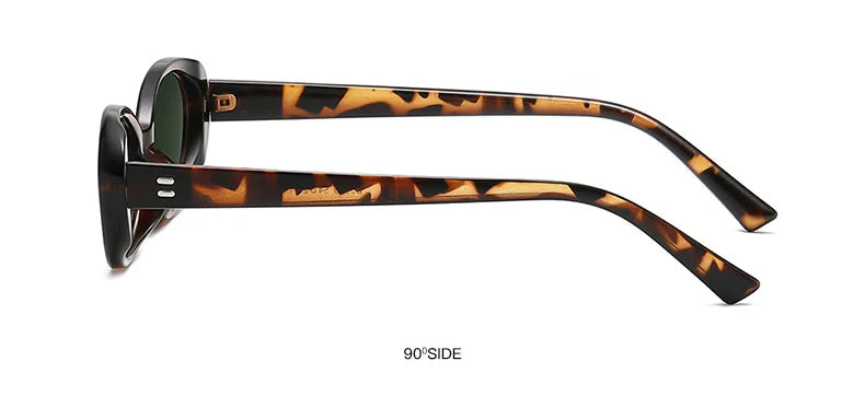 Tortoiseshell sunglasses with a side view on a Retro Chic Oval Shades