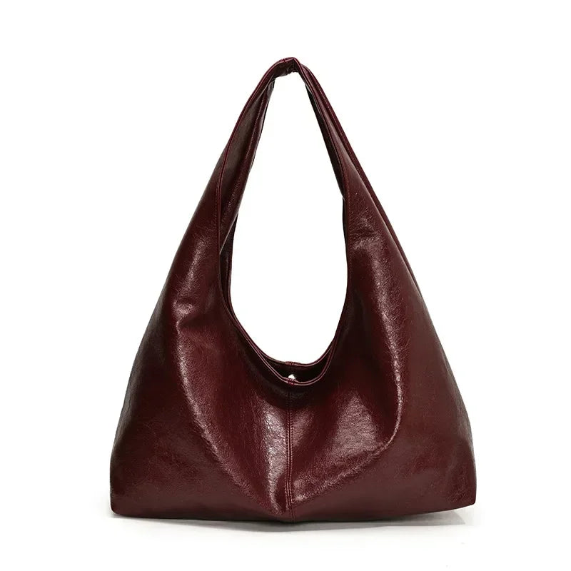 Model wearing Y2K hobo shoulder bag with casual outfit