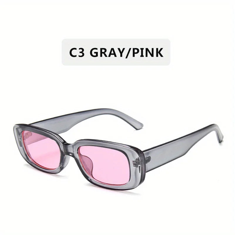 Unisex Retro 90s Rectangle Shades on streetwear outfit Vintage Y2K Street Style Eyewear