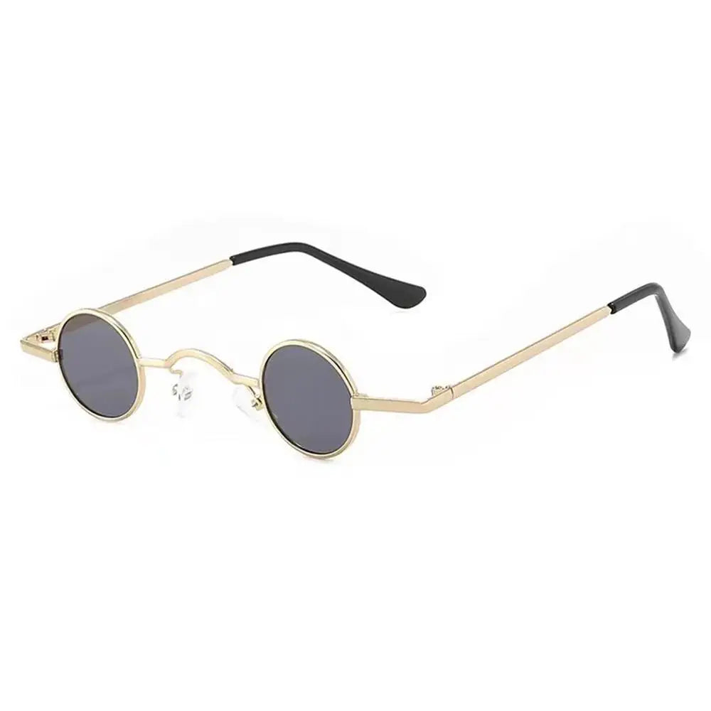 Candy Round Metal Shades,  Gold-framed sunglasses with black arms on a white background