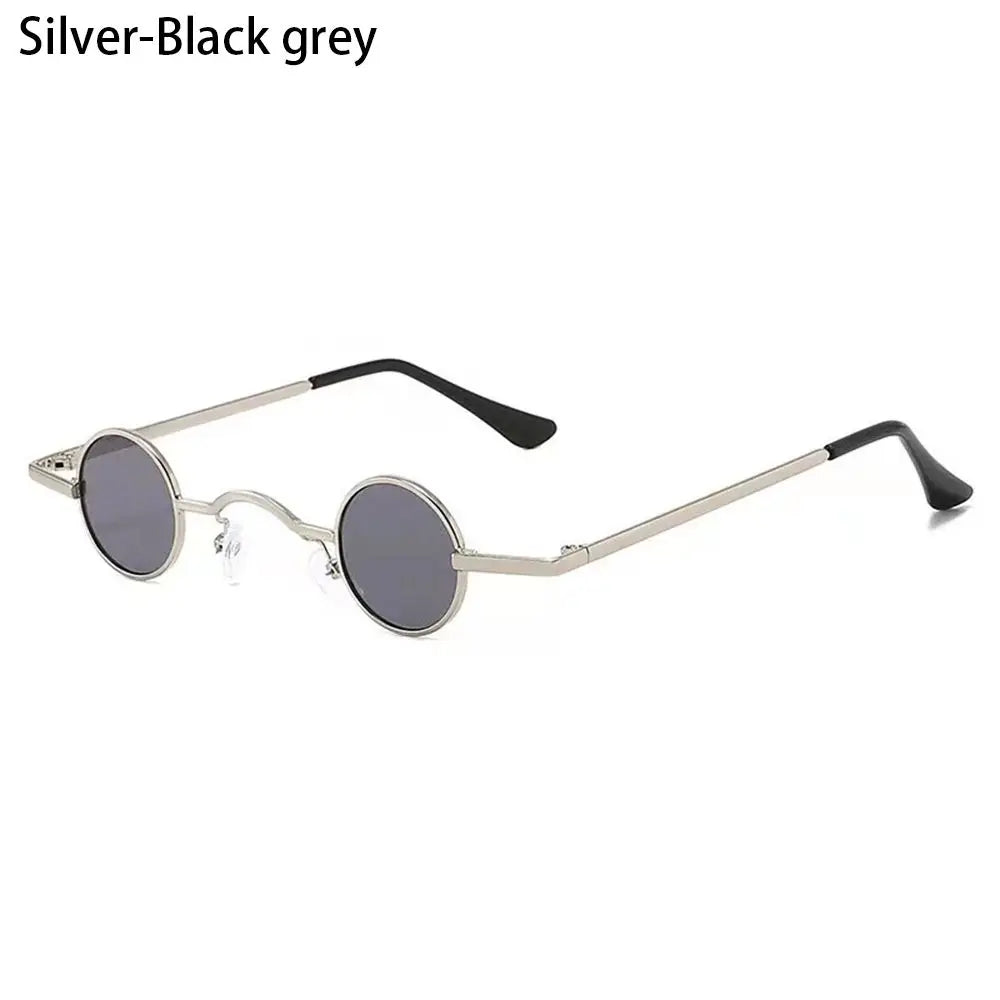 Candy Round Metal Shades,with  Silver and black round sunglasses on a white background