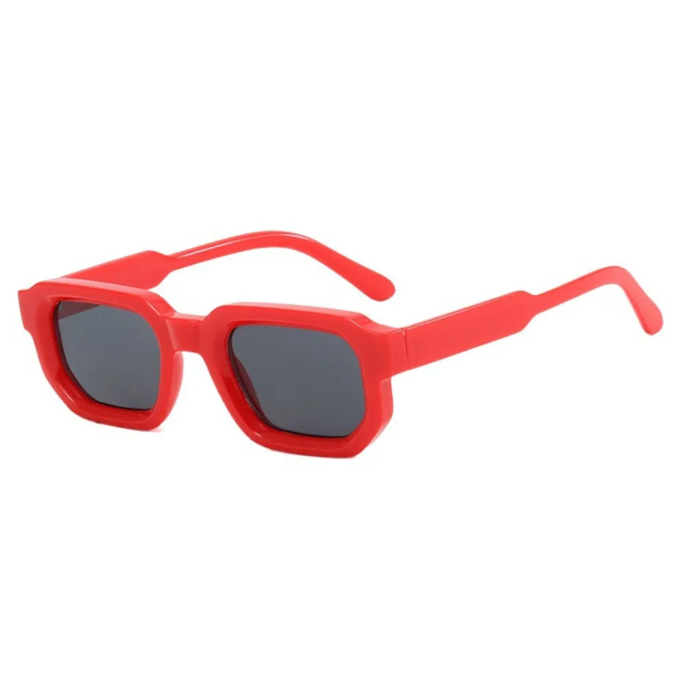 Red sunglasses with black Leopard Punk Square Shades