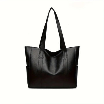 Vintage retro tote handbag in black leather finish