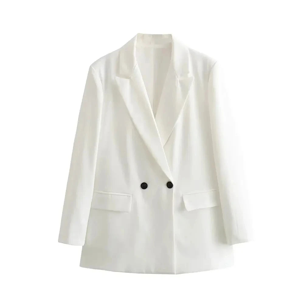 Back design of Vintage Chic Blazer Coat in beige