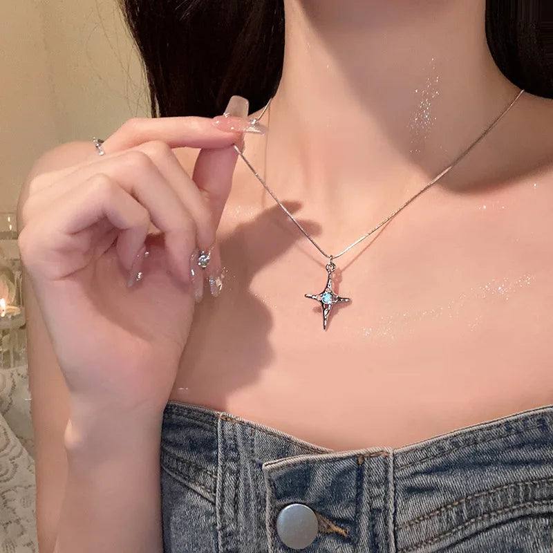 Y2K Red Heart Necklace on white background