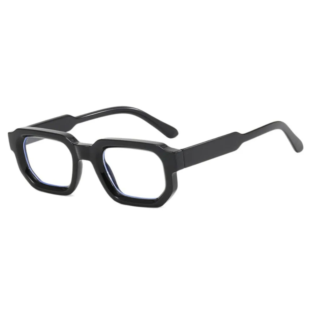 Leopard Punk Square Shades on Black eyeglasses on a white background
