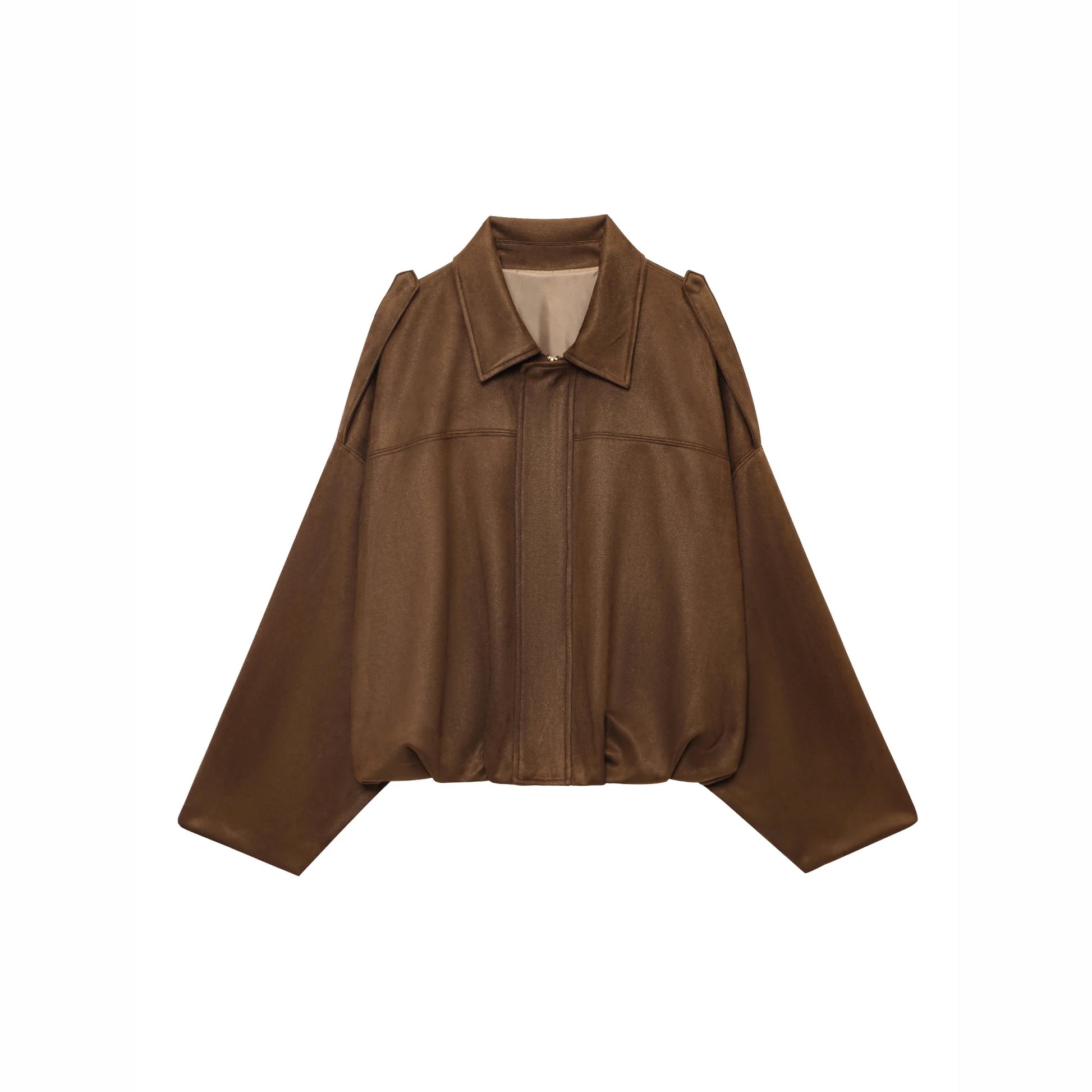 Suede Cropped Bomber Jacket styled with high-waisted pants