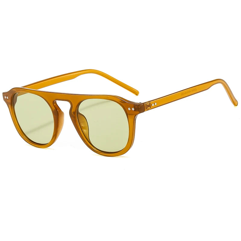 Sunglasses with yellowSteampunk Oval Rivet Shades – Retro Gothic Industrial Goggles
