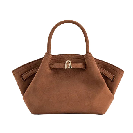 Brown handbag on a light gray background