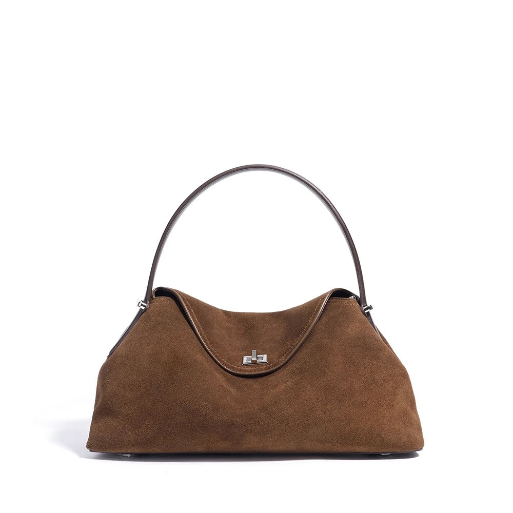 Brown handbag on a white background