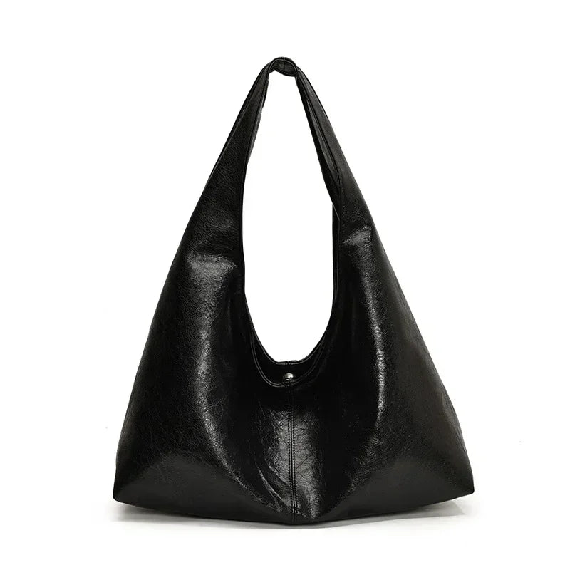 Front view of Y2K hobo shoulder bag in beige