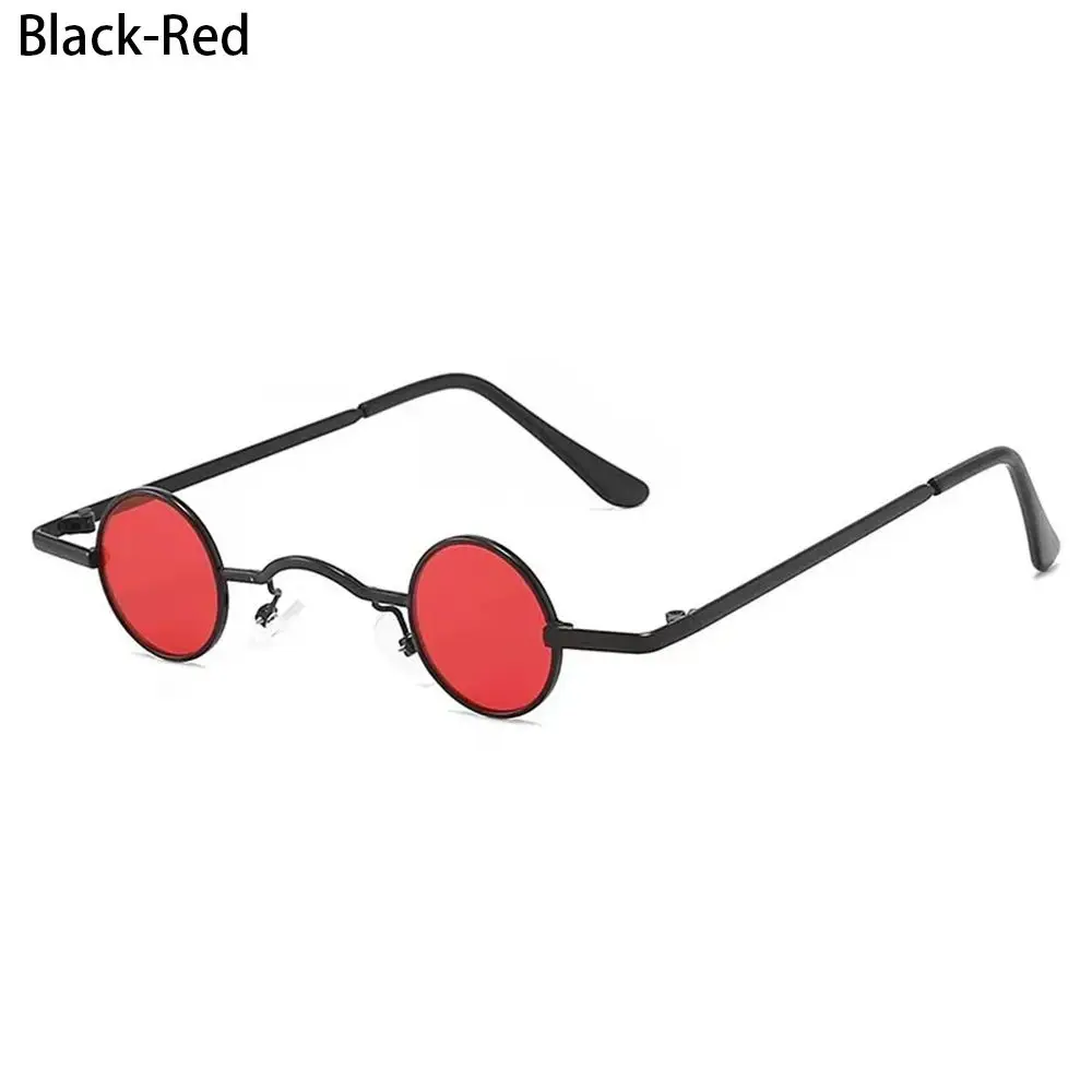 Round sunglasses with Candy Round Metal Shades red lenses on a white background